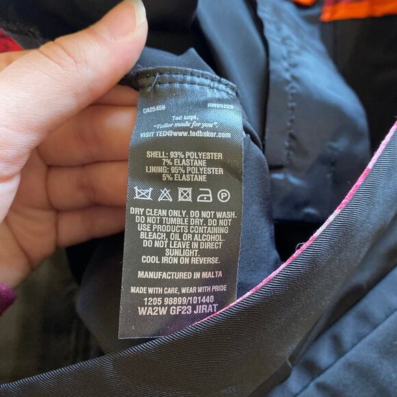 TED BAKER Black Dress Pants Tapered Pleated Professional Office Business Large - Picture 7 of 8